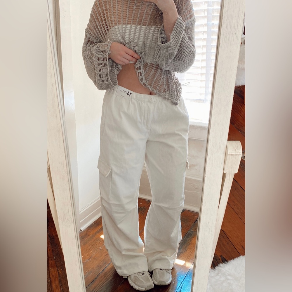 NWT Glassons Recycled Mid Rise Baggy Cord Cargo Pant in Tofu